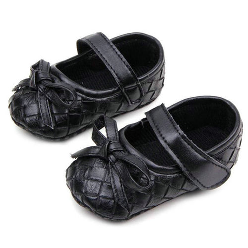 0-12Months PU Leather Bowknot Lattice Baby Girls Shoes Soft Sole Anti Slip Toddler First Walker Shoes J4U66