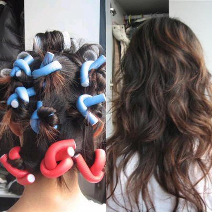 10pc Curler Makers Soft Foam Bendy Twist Curls DIY Styling Hair Rollers Curlers ClingShippping J4U66