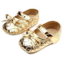 0~12 months pu leather bowknot lattice baby girls shoes soft sole anti slip first walker shoes J4U66