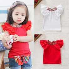 0-2Y Kids Baby Girls Clothing Floral Collar T-shirts Cute Short Sleeve Tops Blouses Shirts PY J4U66