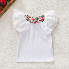 0-2Y Kids Baby Girls Clothing Floral Collar T-shirts Cute Short Sleeve Tops Blouses Shirts PY J4U66