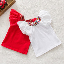 0-2Y Kids Baby Girls Clothing Floral Collar T-shirts Cute Short Sleeve Tops Blouses Shirts PY J4U66
