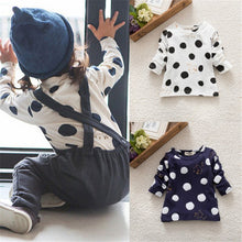 0-3Years Kids Baby Girls Boys Unisex Polka Dots Long Sleeve Blouse Tops T-Shirt Cotton Basic Tees Clothing PY1 J4U66