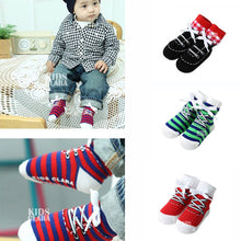 0-4 Years Baby Kids Infant Cotton Shoelaces Anti Slip Trainer Socks Booties Socks J4U66