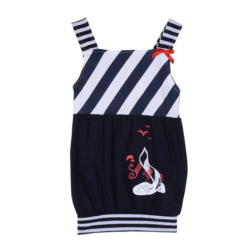 0-5T Cute Baby Kids Girls Dress Toddler Princess Party Tutu Striped Dresses J4U66