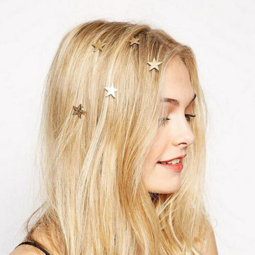 1/5/10Pcs Mini Gold Star Hairpins Women Sweet Hair Clips J4U66