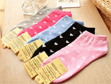 1/5 Pair Soft Boat Socks For Women Sweet Heart Women Girls Sock Slippers Cotton Blend Pink Blue Rose Grey Black J4U66