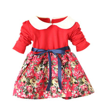 1~5 years kids baby girls princess long sleeve pleat floral bow mini dress party tutu dresses J4U66
