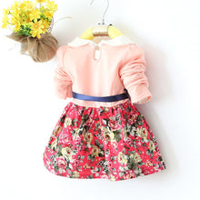 1-5Y Kids Baby Girls Princess Long Sleeve Pleat Floral Bow Mini Dress Party Tutu Dresses J4U66