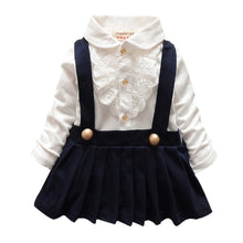1-5Y Kids Girls Suspender Cotton Dress Long Sleeve Lace Floral Tops Baby Party Dresses PY J4U66