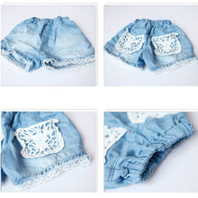 1~ years kids children girls shorts jeans lace pocket demin jeans J4U66