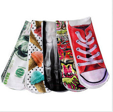 5 Styles 3D Multi Pattern Printed Low Cut Women Ankle Socks Femal Women Accessories J4U66