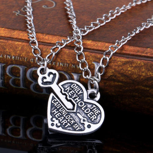 Best Friends Necklaces Key Heart Pendant Chain Necklaces Friendship J4U66