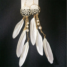 Bohemia Feather Beads Long Dream Catcher Earrings for Women Jewelry J4U66