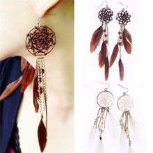 Bohemia Feather Beads Long Dream Catcher Earrings for Women Jewelry J4U66