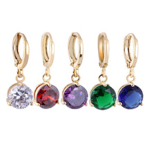 clear crystal zircon 18k gold plated vintage retro earrings pendant jewelry gift for women lady J4U66