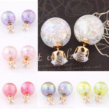 Cute Candy Color 2 Side Round Pearl Earings Resin Crystal Ball Ear Studs Big Glass Ball Earring Girl Gift J4U66