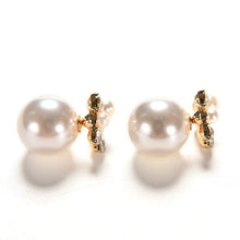 Double Pearl Earring Two Ball Stud Earrings For Women Girls Crystal Jewelry J4U66
