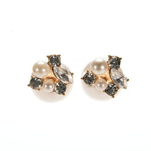 Double Pearl Earring Two Ball Stud Earrings For Women Girls Crystal Jewelry J4U66