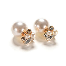 Double Pearl Earring Two Ball Stud Earrings For Women Girls Crystal Jewelry J4U66
