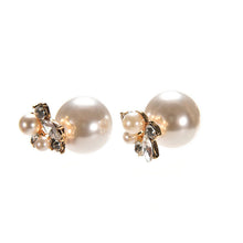 Double Pearl Earring Two Ball Stud Earrings For Women Girls Crystal Jewelry J4U66