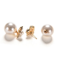 Double Pearl Earring Two Ball Stud Earrings For Women Girls Crystal Jewelry J4U66