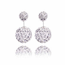 Double Side Earrings For Women Jewelry Crystal Ball Simulated Pearl Jewelry Trendy Stud Earrings J4U66