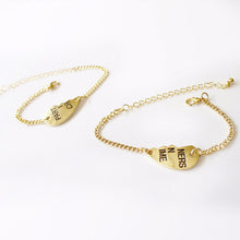 Elegant Best Friends BFF Forever Partners In Crime Valentine Split Heart Pendant Bracelet Set J4U66