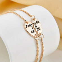 Elegant Best Friends BFF Forever Partners In Crime Valentine Split Heart Pendant Bracelet Set J4U66