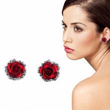 Elegant Charm Women Gold Plated 3 Colors Austrian Crystal Rose Pierced Stud Earrings For Gifts J4U66