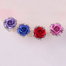 Elegant Charm Women Gold Plated 3 Colors Austrian Crystal Rose Pierced Stud Earrings For Gifts J4U66
