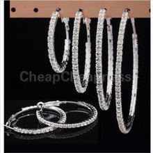 Elegant Round Crystal Beaded Hoop Earrings for Women/Silver Hoop Earrings Party Earrings Women/ Jewelr J4U66