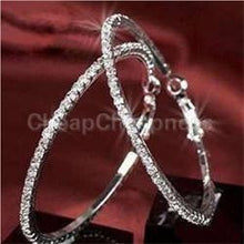 Elegant Round Crystal Beaded Hoop Earrings for Women/Silver Hoop Earrings Party Earrings Women/ Jewelr J4U66
