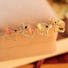 Lovely Cute Women Lady Baby Elephant Opal stud earrings Statement earrings for party J4U66