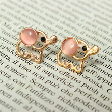Lovely Cute Women Lady Baby Elephant Opal stud earrings Statement earrings for party J4U66