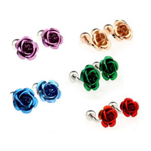Red Purple Blue Silver Gold Green Rose Flower Cufflink Cuff Link J4U66