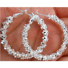 Women Jewelry Silver Plated Big Circle Large Round Stars Hoop Earring J4U66