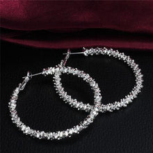 Women Jewelry Silver Plated Big Circle Large Round Stars Hoop Earring J4U66