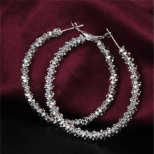 Women Jewelry Silver Plated Big Circle Large Round Stars Hoop Earring J4U66