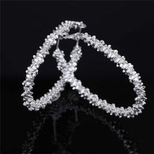 Women Jewelry Silver Plated Big Circle Large Round Stars Hoop Earring J4U66