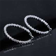 Women Jewelry Silver Plated Big Circle Large Round Stars Hoop Earring J4U66