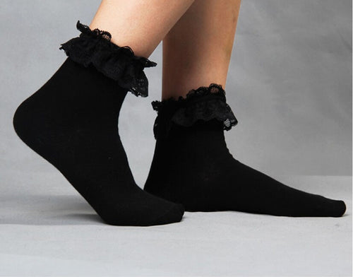 able Lovely Cute Vintage Retro Froral Lace Ruffle Frilly Ankle Socks Ladies 5 Colors J4U66