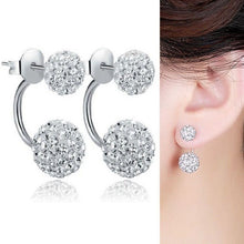 Screw Back Double-Side Full Siny Crystal Stud Earrings Women Silver Crystal Earrings Women Ear Jewelry J4U66