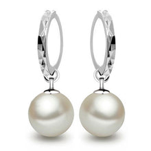 Girls Elegant Silver Pearls Pendant Ear Silver Plated Earrings Jewelry  J4U66
