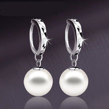Girls Elegant Silver Pearls Pendant Ear Silver Plated Earrings Jewelry  J4U66