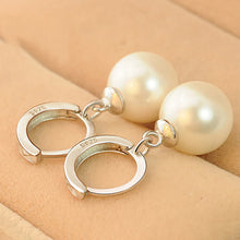Girls Elegant Silver Pearls Pendant Ear Silver Plated Earrings Jewelry  J4U66