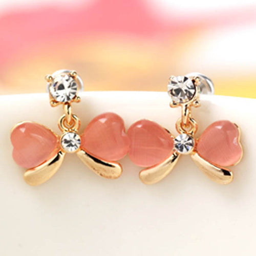 Alloy Opal Rhinstone Stud Ear Cat Eye Stone Drop DangleJFY66