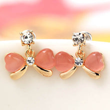 women alloy opal rhinstone stud earcat eye stone dangle J4U66
