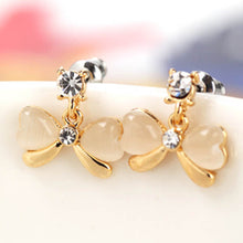 Alloy Opal Rhinstone Stud Ear Cat Eye Stone Drop DangleJFY66