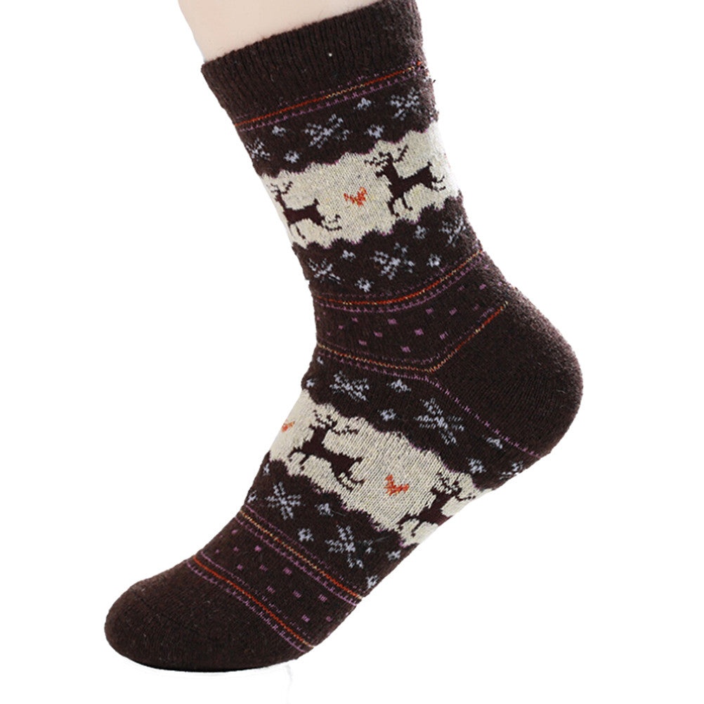 Warm Sock Women Deer Casual Knit Wool Women Socks J4U66